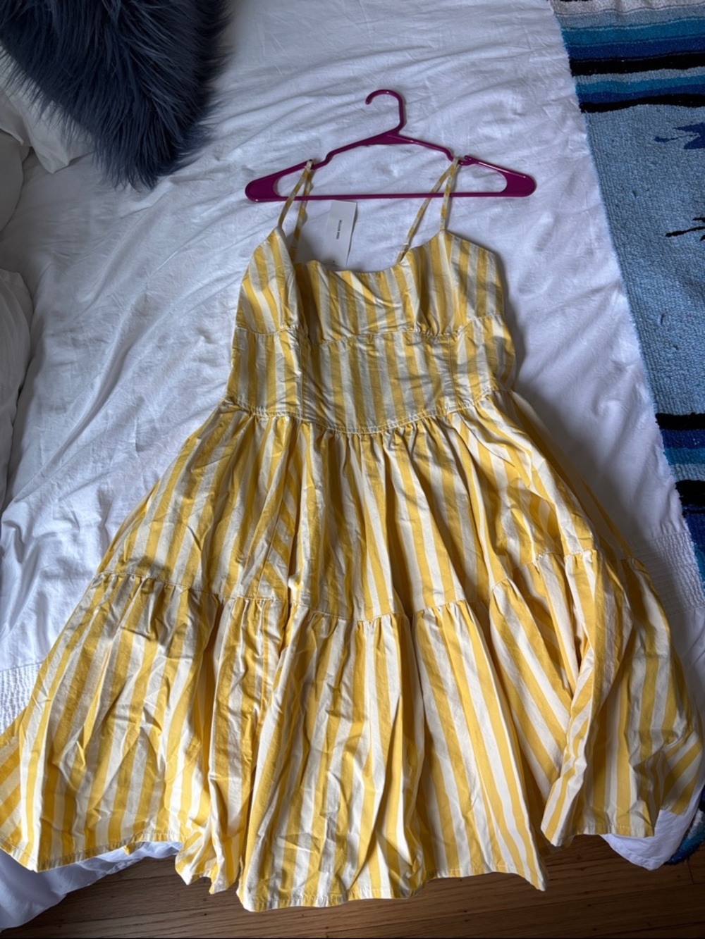 Kimchi Blue Yellow and White Striped Midi Sundress